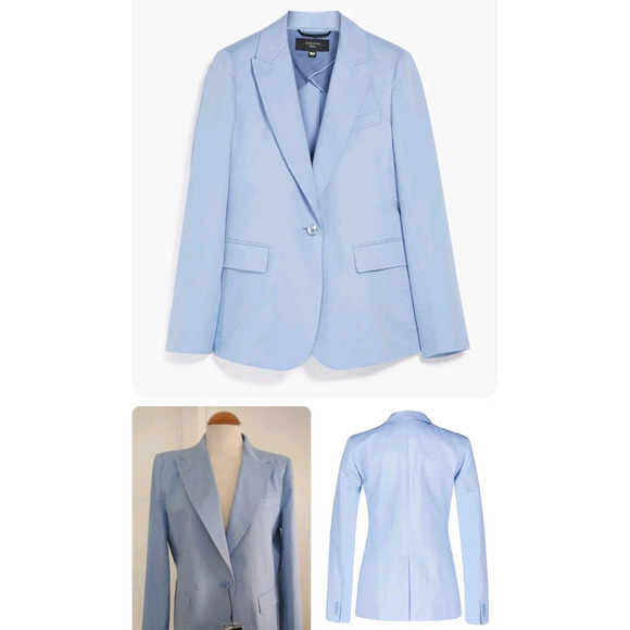 Max Mara NEW Azzurro Cotton Twill Blazer Ladies size 16 - Picture 2 of 13